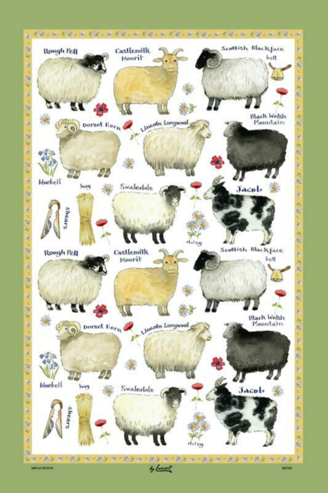 The Sheep Breeds Linen Union Tea Towel